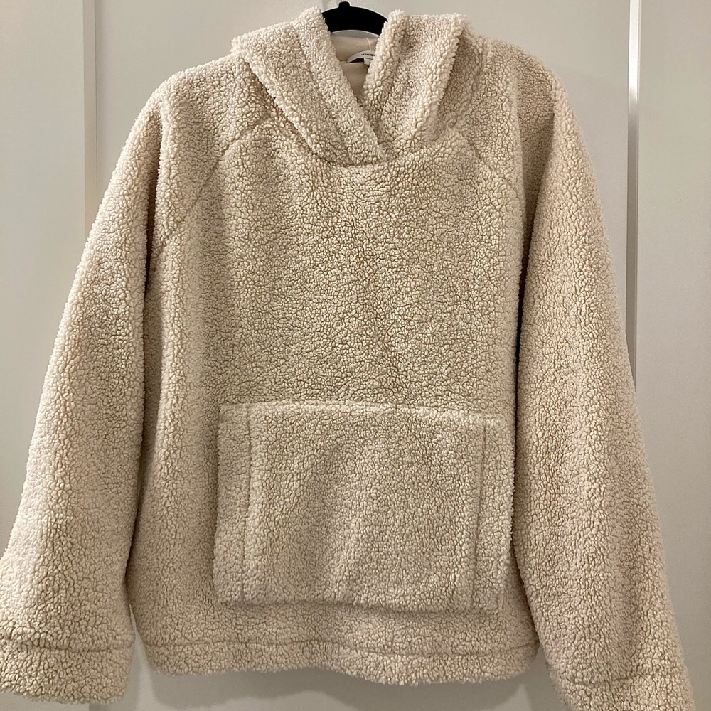 Vince faux sherpa hoodie in cream